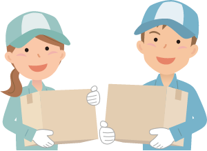 ダンボールを持っている男女